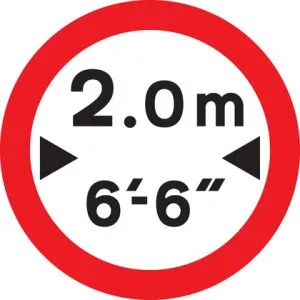 no vehicles over width shown