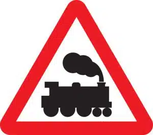 level crossing ahead without barrier road sign
