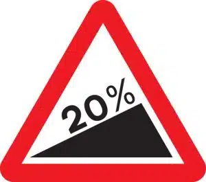 steep hill upwards road sign
