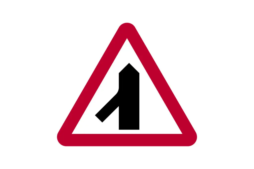 9-traffic-merges-left - Driver Training Theory Test Understanding the Difference Between “Traffic Merges on to Main Carriageway” and “Traffic Merges from the Left” Signs