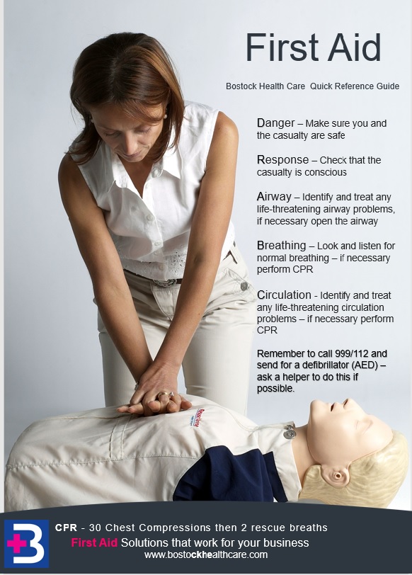 DR ABC Poster image - Driver Training Theory Test DR ABC is a simple first-aid emergency response acronym used in the UK (and many other places) to remind people of the vital steps to take when you first come across a casualty.