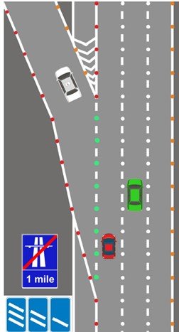 coloured studs on motorway dual carriageway - Driver Training Theory Test Blue & White vs Red & White Countdown Markers